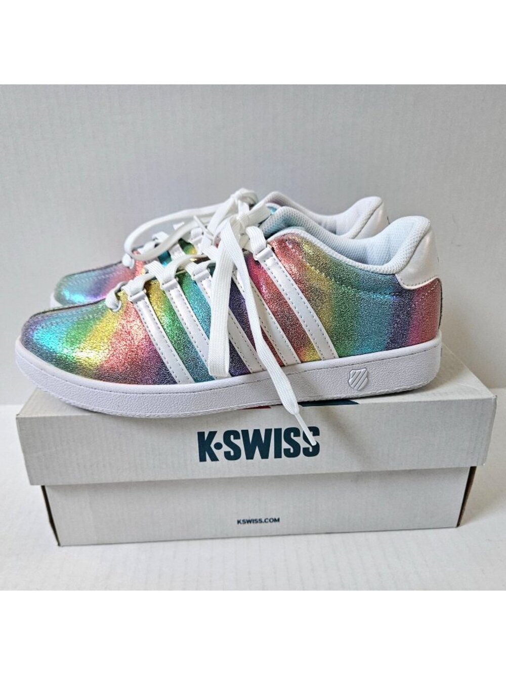 K Swiss Classic VN Varsity Rainbow Pride Sneakers Girls Youth 7 Womens 8.5 NEW